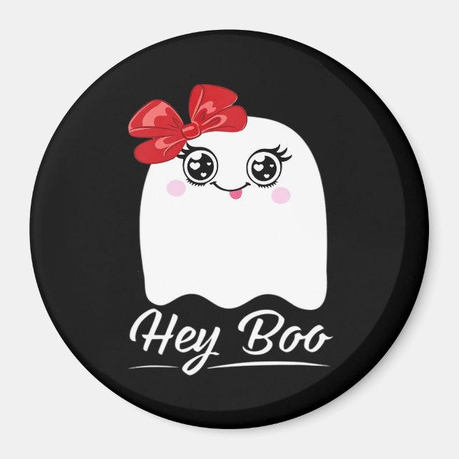 Söt Hey Boo Halloween Magnet (Framsidan)