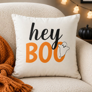 Söt Hey Boo Orange Spöke Vit Halloween Kudde
