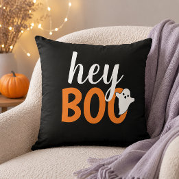 Söt Hey Boo-spöke Svart och Orange Kudde