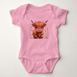 Söt Highland Ko Baby Bodysuit T Shirt