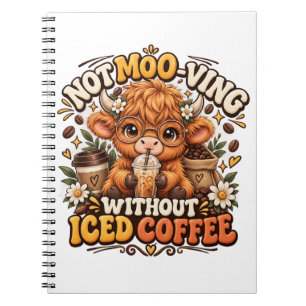 Söt Highland Ko Iced Coffee Älskare Anteckningsbok