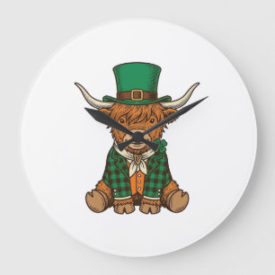 Söt Highland Ko Irlandsk Klöver Vintage Tröja Desi Stor Klocka