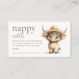 Söt Highland Ko Napp Raffel Baby Shower  Tilläggskort