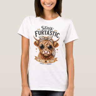 Söt Highland-ko Stay Furtastic Grafisk T Shirt