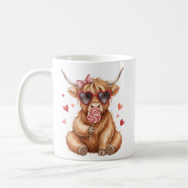 Söt Highland Ko Valentine-mugg Kaffemugg