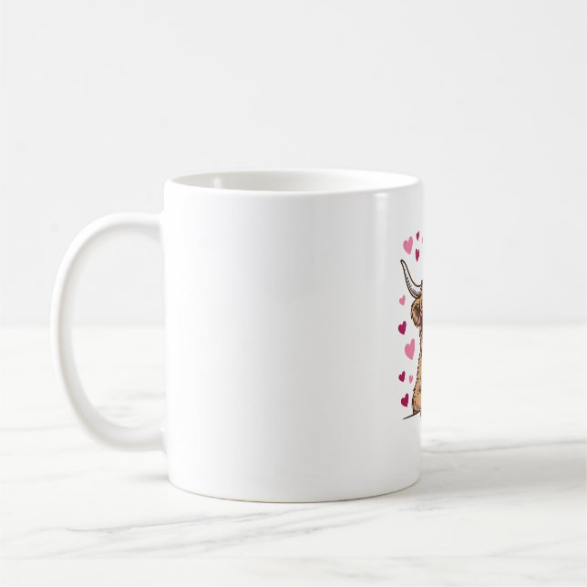 Söt Highland Ko Valentine Solglasögon Vektor Desi Kaffemugg (Vänster)