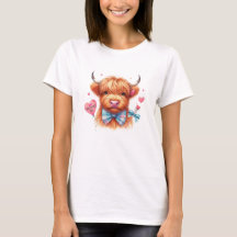 Söt Highland Ko Valentinskort T-shirt
