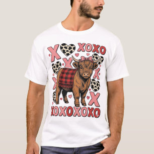 Söt Highland Ko XOXO Alla Hjärtans Dag Vintage T-S T Shirt