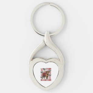 Söt Highland Ko XOXO Alla Hjärtans Dag Vintage T-S Twisted Heart Silverfärgad Nyckelring