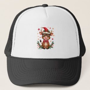 Söt Highland Koälskare Santa Hatt Västerländsk Jul Keps