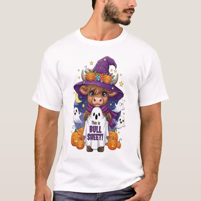 Söt Highlandko Halloween T Shirt (Framsida)