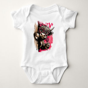 Söt Highlandko med hjärtformade glasögon och socke T Shirt