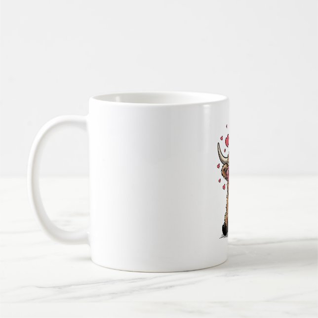 Söt Highlandko valentin hjärta glasögon Vector_1 Kaffemugg (Vänster)