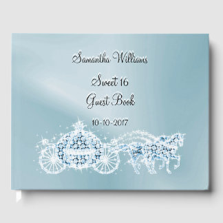 Söt Himmel Blue Princess Coach & Horses Sweet 16 Gästböcker
