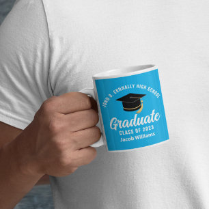 Söt himmelblå skräddarsydd examen kaffemugg