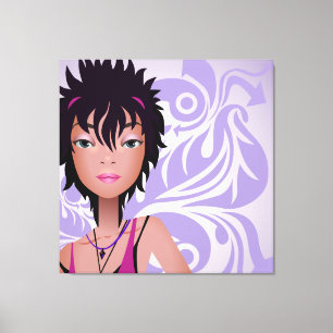 Söt Hip Girl Wrapped Canvas