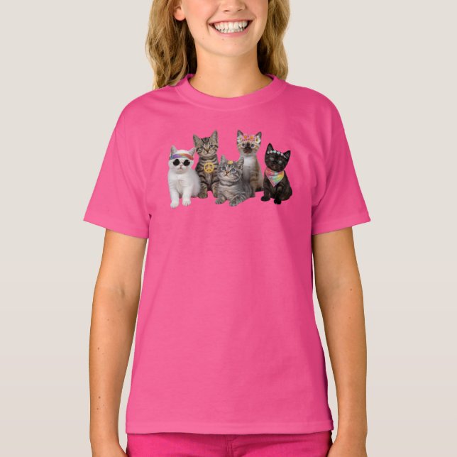Söt Hippie Katt Barn- T Shirt (Framsida)