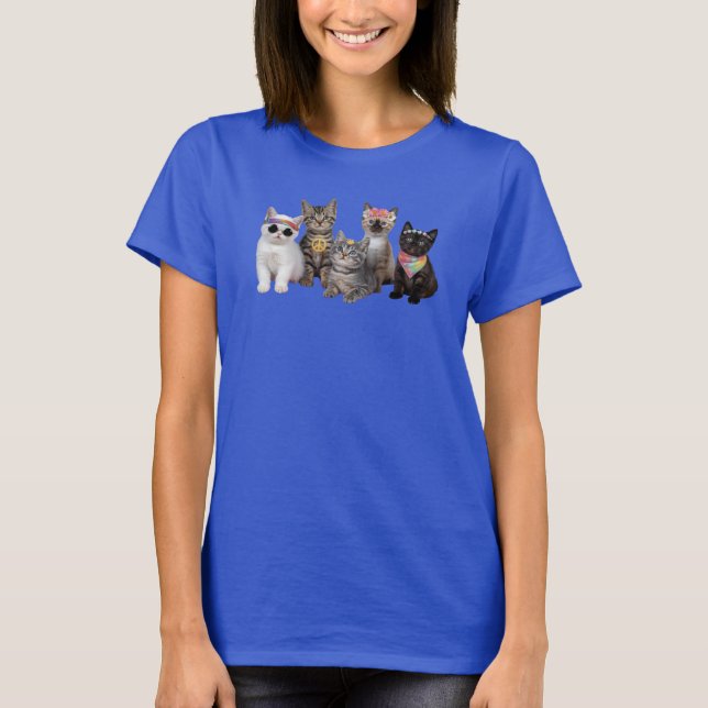 Söt Hippie Katt  T Shirt (Framsida)