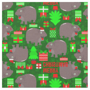 Söt hippo god jul hippopotamus tyg