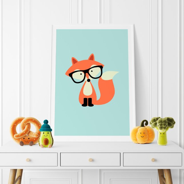 Söt hipster röd räv poster (Skapare uppladdad)