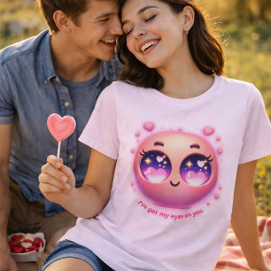 Söt Hjärt-Ögon Emoji Kärlek Kawaii T-Shirt