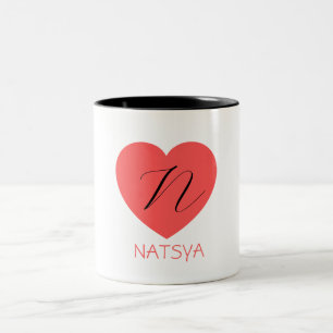 Söt hjärta namn, första snyggt kaffe Mugg