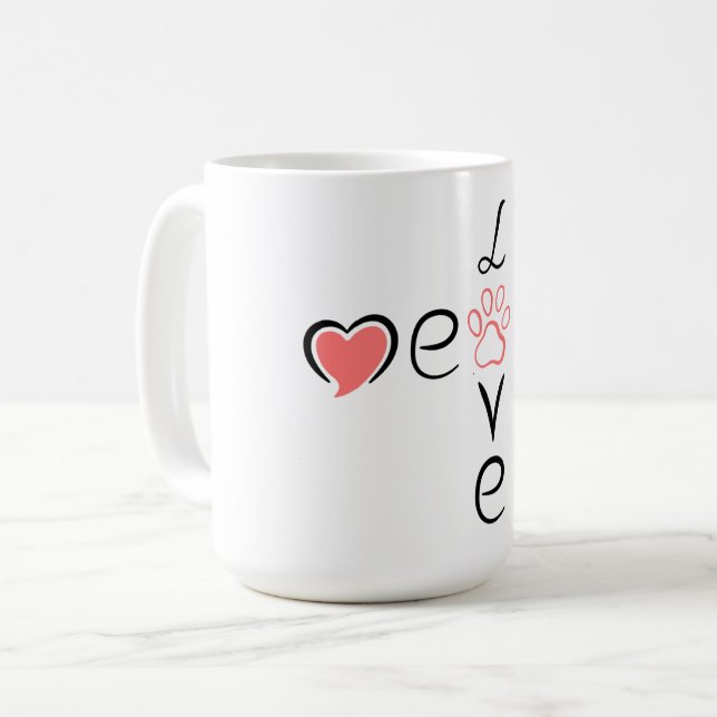 Söt hjärta tass tryck design för djur älskare, Mug Kaffemugg (Framsida vänster)