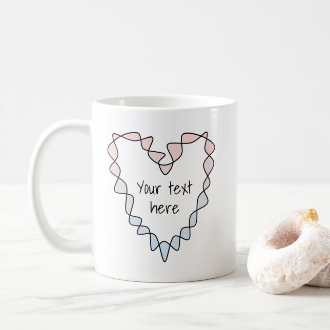 Söt Hjärtan Ljus Rosa Blå Perenn Konst Kaffemugg (Med munk)