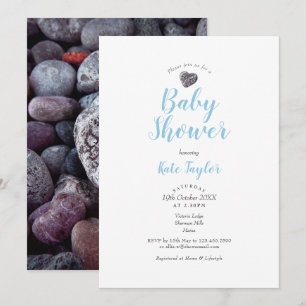 Söt hjärtformad småsten Baby Shower / Sprinkle Inbjudningar