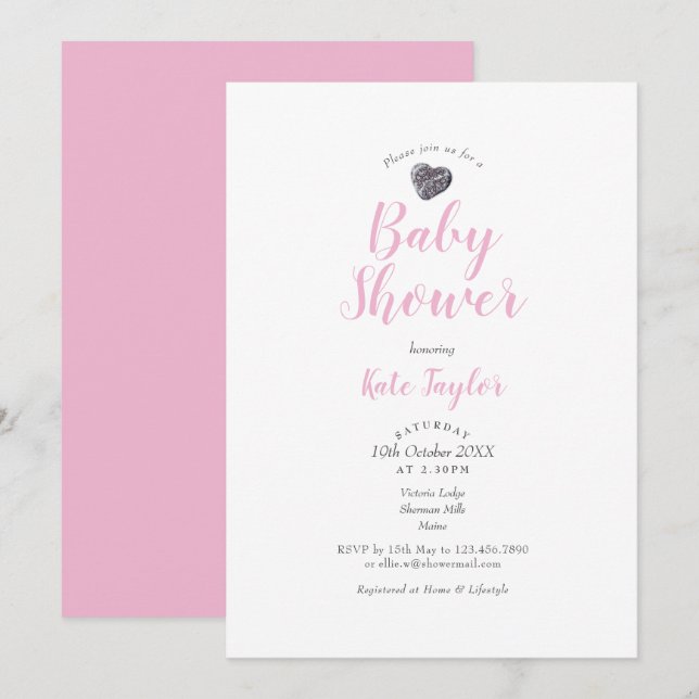 Söt hjärtformad sten baby shower / Sprinkle Inbjudningar (Fram/baksida)