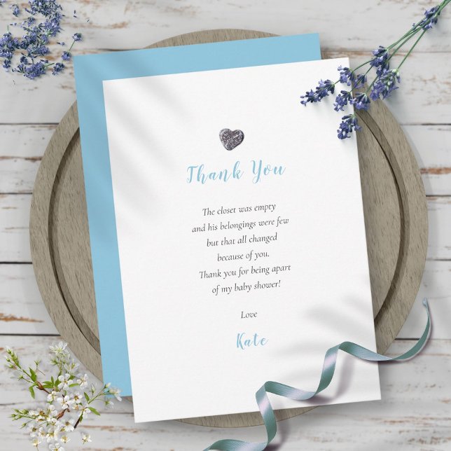 Söt hjärtformad sten Baby Shower Tacksamhetsdikt Tack Kort (Cute Pebble Heart Baby Shower Thank You Poem)