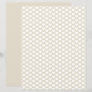 Söt hjärtrytm jordnära beige scrapbookpapper