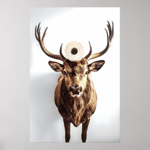 Söt hjort badrum väggkonst, rolig hjort med poster