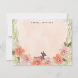 Söt Hjort i Blommor Anteckningskort