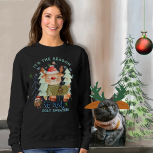 Söt hjort i ful jultröja Mörk sweatshirt T Shirt