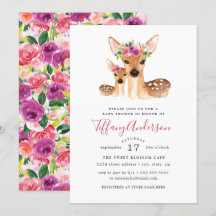 Söt hjort mamma och baby blomster baby shower