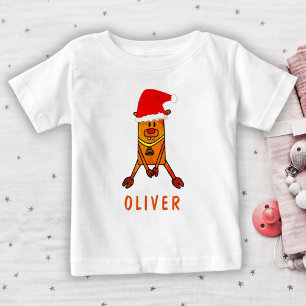 Söt hjort med tomteluva Teckning Namn T Shirt