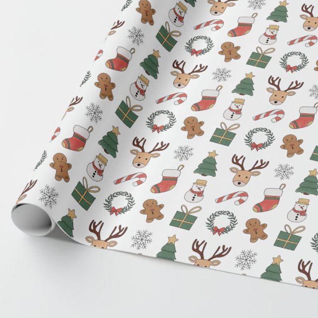 Söt hjort pepparkaks festlig julmönster presentpapper (Cute Deer Gingerbread Festive Christmas Pattern Wrapping Paper)