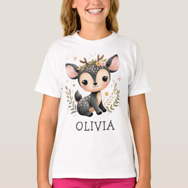 Söt hjort Personlig T Shirt (Framsida)