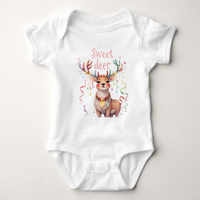 Söt Hjort Reindeer och julfesten Ljus T Shirt (Framsida)