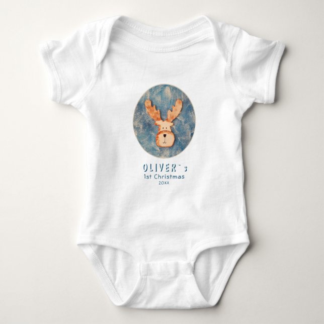 Söt hjort Ren Babyens första jul  T Shirt (Framsida)