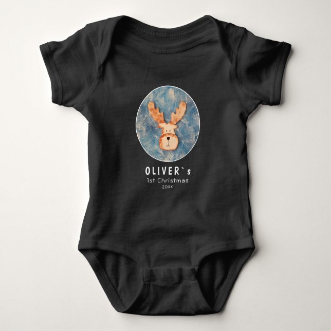 Söt hjort Ren Julenöt Svart  T Shirt (Framsida)