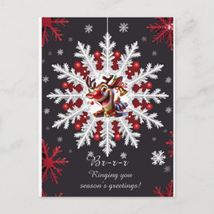 ✨ Söt hjort snöflinga prydnad Festiv röd jul- Vykort