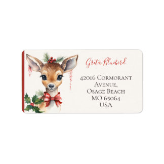 Söt hjort whimsical boho jul anpassad adressetikett