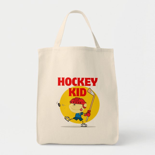 söt hockey-unge tecknade figurer tygkasse (Framsidan)