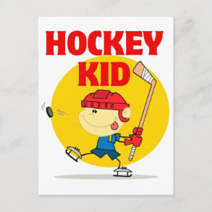 söt hockeyunge tecknade figurer vykort