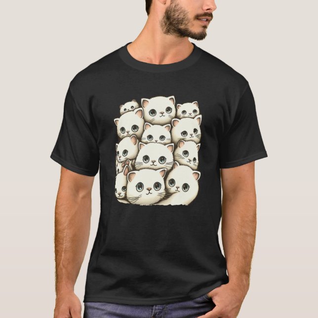 Söt hög med kattungar och katter t shirt (Framsida)