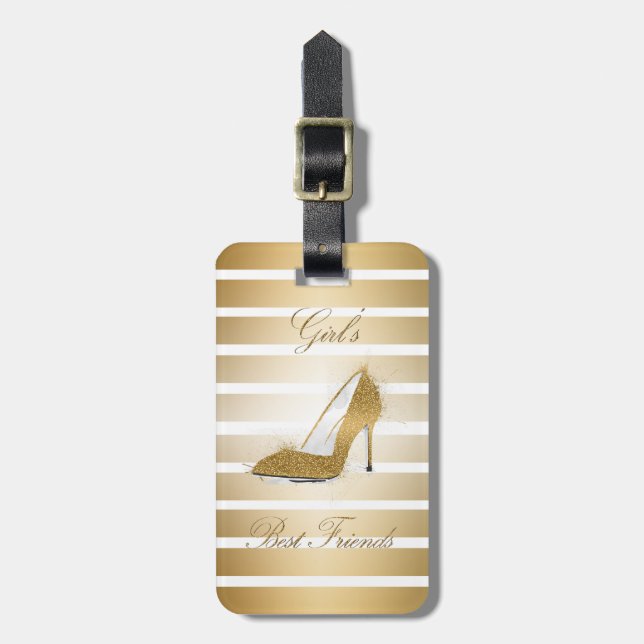 Söt Högklackars sko "Girls best Friends" Bagagebricka (Vertikal Framsida)