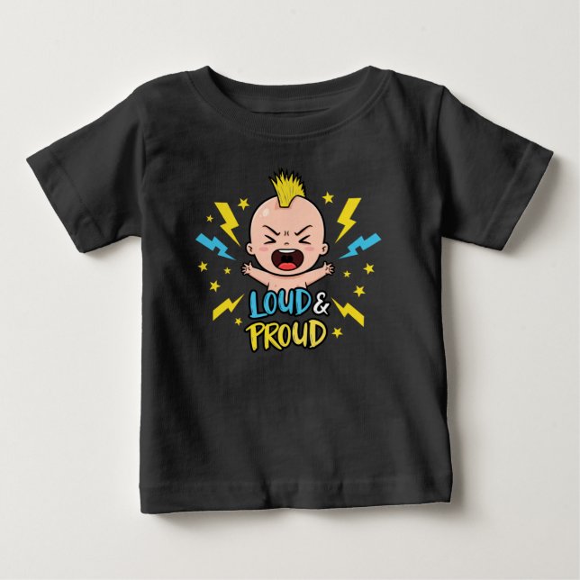 Söt Högljudd & Stolt Mohawk-Rocker T Shirt (Framsida)
