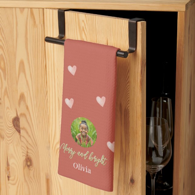 Söt Högtid Rosa Hjärta Handmålad Kökshandduk (Thirds Fold)
